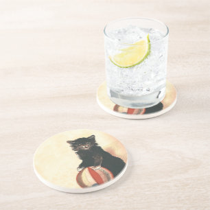 Vintage HALLOWEEN schwarze Katze Untersetzer