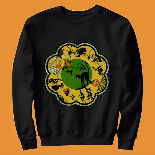 Vintage-Halloween-Schwarze Katze Vintage Sweatshirt