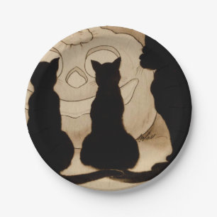 Vintage Halloween schwarze Katzen Party Teller
