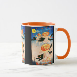 Vintage Halloween schwarze Katzen Tasse