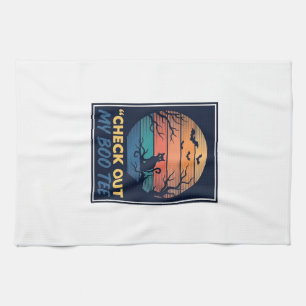 Vintage-Halloween-Schwarzkatze-Boo-T-Shirt-Design_ Geschirrtuch