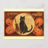 Vintage Halloween-Schwarzkatze Postkarte (Vorderseite)