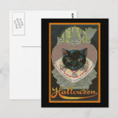 Vintage Halloween-Schwarzkatze Postkarte (Vorne/Hinten)