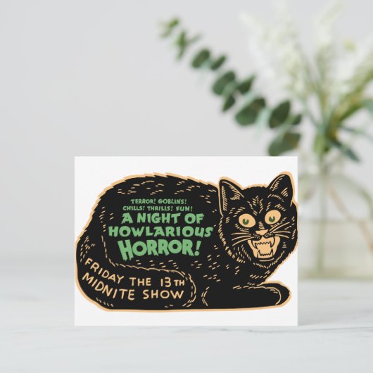 Vintage Halloween-Schwarzkatze Postkarte (Stehend Vorderseite)