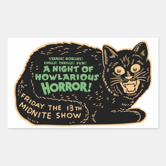Vintage Halloween-Schwarzkatze Rechteckiger Aufkleber (Vorderseite)