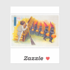 Vintage Halloween-Schwarzkatzen Aufkleber