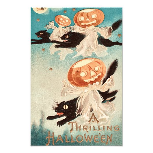Vintage Halloween-Schwarzkatzen Fotodruck (Vorne)