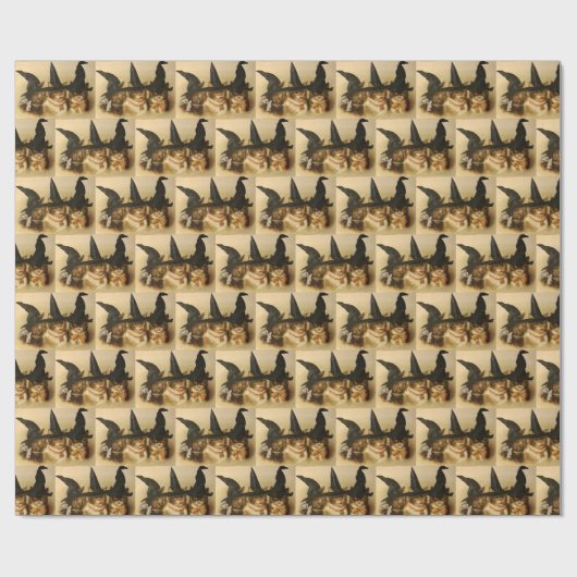 Vintage Halloween-Schwarzkatzen Geschenkpapier (Flach)