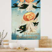 Vintage Halloween-Schwarzkatzen Poster (Küche)