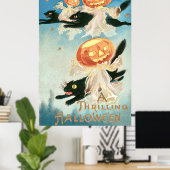 Vintage Halloween-Schwarzkatzen Poster (Heimbüro)