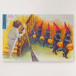 Vintage Halloween-Schwarzkatzen Puzzle
