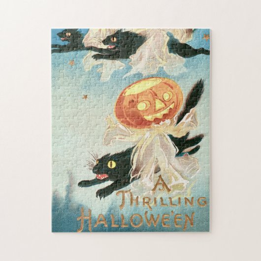 Vintage Halloween-Schwarzkatzen Puzzle (Vertikal)
