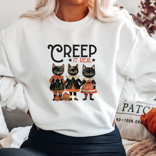 Vintage Halloween-Schwarzkatzen Sweatshirt