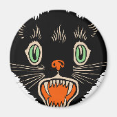 Vintage Halloween-Schwarzkatzenkatze Magnet (Vorne)
