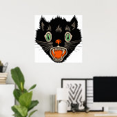 Vintage Halloween-Schwarzkatzenkatze Poster (Heimbüro)