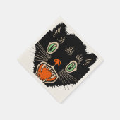 Vintage Halloween-Schwarzkatzenkatze Serviette (Ecke)