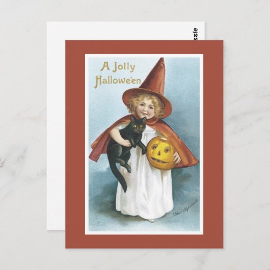 Vintage Halloween-Schwarzkatzenpostkarte Postkarte (Vorne/Hinten)