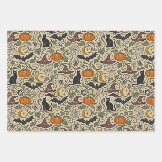 Vintage Halloween Scrollwork Geschenkpapier Set (Vorderseite)