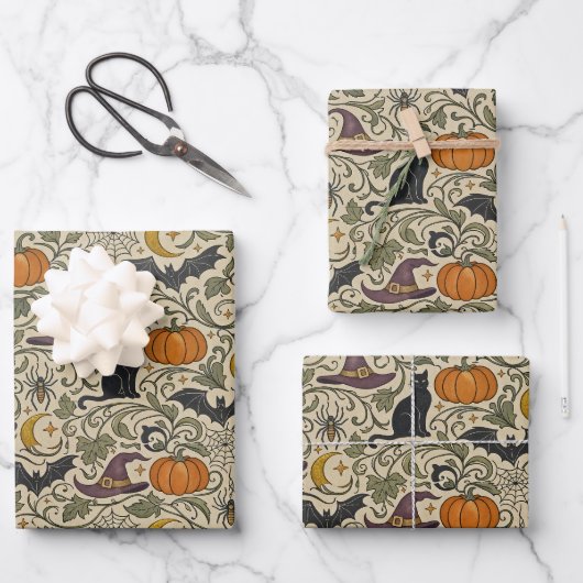 Vintage Halloween Scrollwork Geschenkpapier Set (Vorderseite)