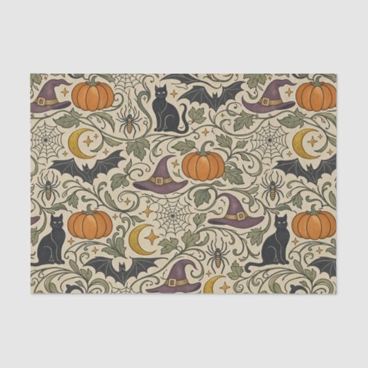 Vintage Halloween Scrollwork Seidenpapier (Vorderseite)