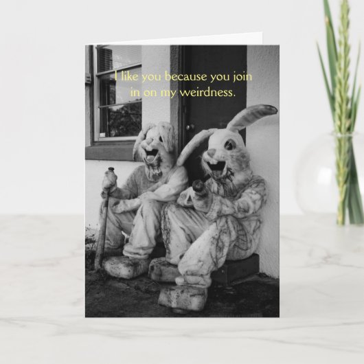 Vintage Halloween - seltsame, gruselige Kaninchen, Karte (Vorderseite)