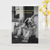 Vintage Halloween - seltsame, gruselige Kaninchen, Karte (Gelbe Blume)