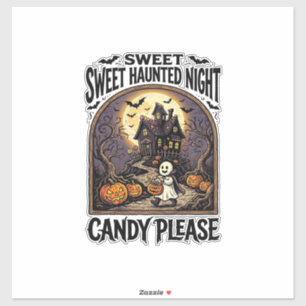Vintage-Halloween-Shirt Candy Night Spukhaus_ Aufkleber