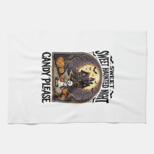 Vintage-Halloween-Shirt Candy Night Spukhaus_ Geschirrtuch