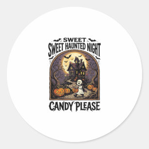 Vintage-Halloween-Shirt Candy Night Spukhaus_ Runder Aufkleber