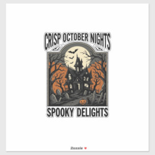 Vintage-Halloween-Shirt mit gruseliger Oktober-Nac Aufkleber