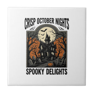 Vintage-Halloween-Shirt mit gruseliger Oktober-Nac Fliese
