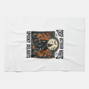Vintage-Halloween-Shirt mit gruseliger Oktober-Nac Geschirrtuch