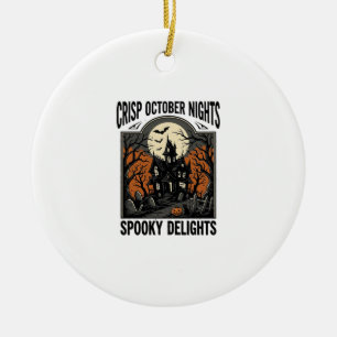 Vintage-Halloween-Shirt mit gruseliger Oktober-Nac Keramik Ornament