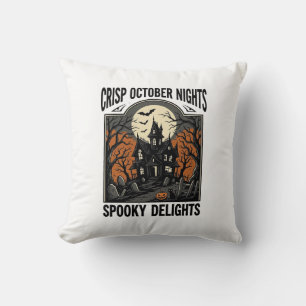 Vintage-Halloween-Shirt mit verzauberter Oktober-N Kissen