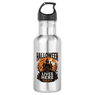 Vintage-Halloween-Shirt Spukhaus Alltag Bekommen Edelstahlflasche