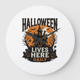 Vintage-Halloween-Shirt Spukhaus Alltag Bekommen Große Wanduhr