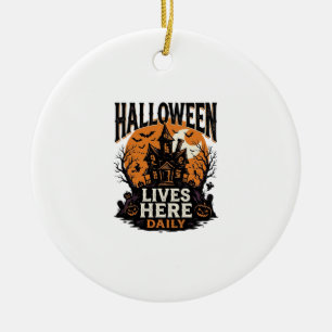 Vintage-Halloween-Shirt Spukhaus Alltag Bekommen Keramik Ornament