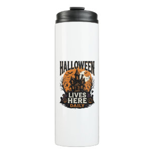 Vintage-Halloween-Shirt Spukhaus Alltag Bekommen Thermosbecher