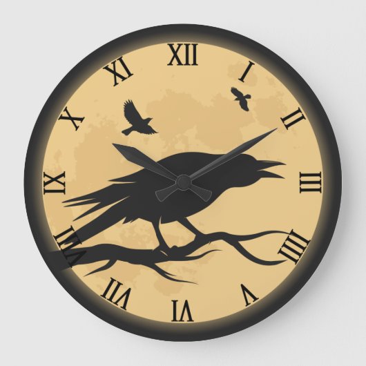 Vintage Halloween Silhouette Design Große Wanduhr (Vorderseite)