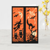 Vintage Halloween-Silhouette-Illustration Karte (Gelbe Blume)