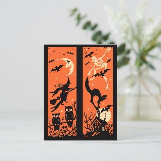 Vintage Halloween-Silhouette Postkarte (Stehend Vorderseite)