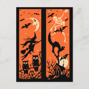 Vintage Halloween-Silhouette Postkarte