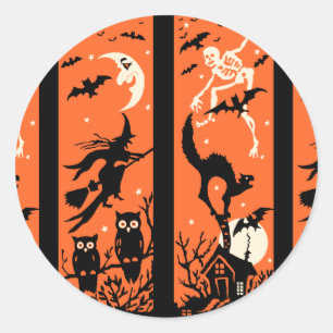 Vintage-Halloween-Silhouettenillustration Runder Aufkleber