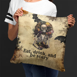 Vintage-Halloween-Skelett-Abendgesellschaft Kissen
