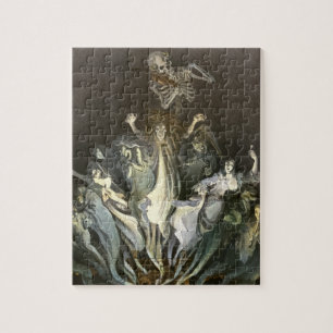 Vintage Halloween, Skelett-Geiger und Geister Puzzle