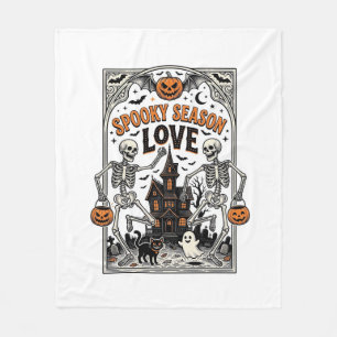 Vintage-Halloween-Skelett-Gruselige-Saison-Liebe-S Fleecedecke