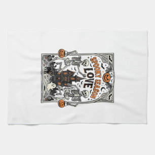 Vintage-Halloween-Skelett-Gruselige-Saison-Liebe-S Geschirrtuch