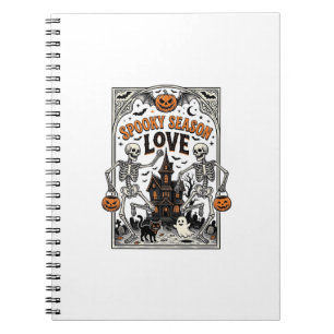 Vintage-Halloween-Skelett-Gruselige-Saison-Liebe-S Notizblock