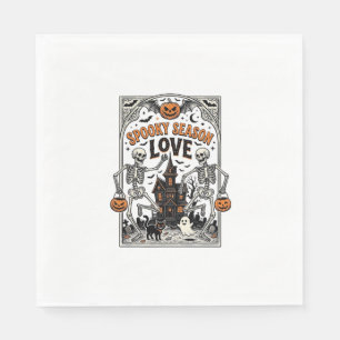 Vintage-Halloween-Skelett-gruselige-Saison-Liebe-S Serviette