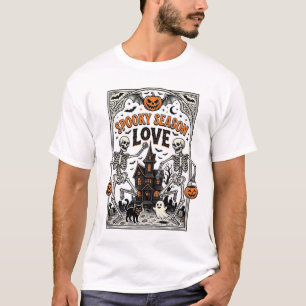 Vintage-Halloween-Skelett-Gruselige-Saison-Liebe-S T-Shirt